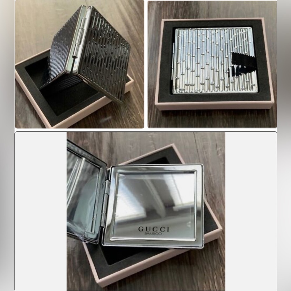 Nib Gucci Magnifying Double Side Silver Mirror Co… - image 1